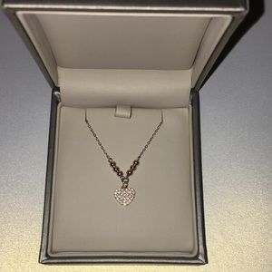 Rose Gold Heart Necklace with Silver Chain